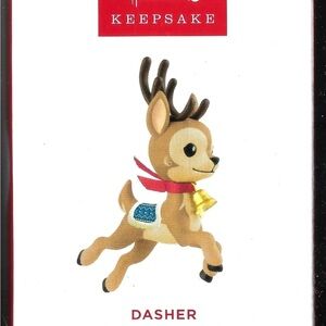 Hallmark Keepsake Eight Tiny Reindeer Ornament with Red and Gold Accents NEW